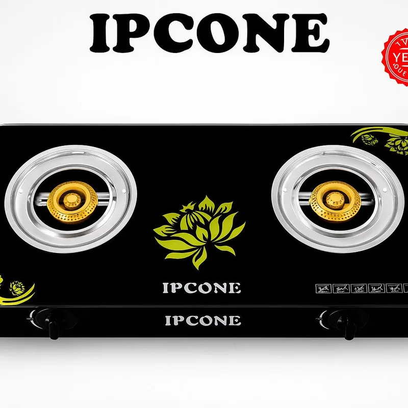 IPCONE 02 Glass Top Double Burner Gas Cooker – Durable Build, Efficient Heat & Easy Cleaning