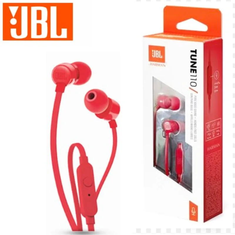 JBL Tune 110 Wired Earphones – Red