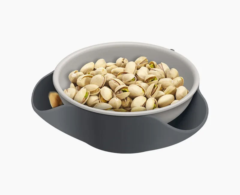 Joseph Joseph Double-Dish Serving Bowl – Grey, Two-Layer Snack Bowl with Hidden Waste Compartment