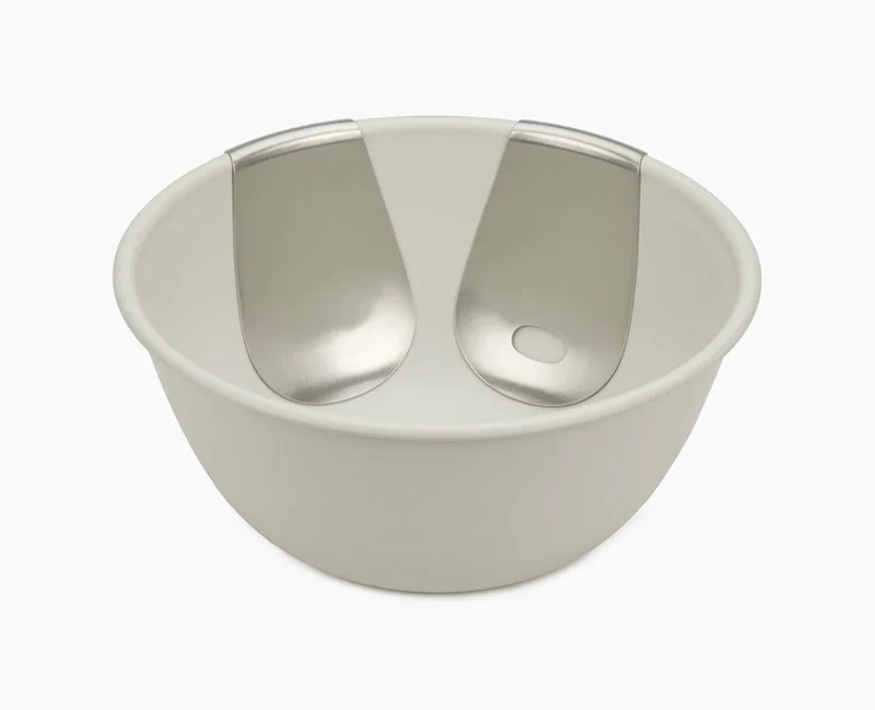 Joseph Joseph Uno Salad Bowl & Servers Set – Stone, Large Serving Bowl with Stainless-Steel Servers