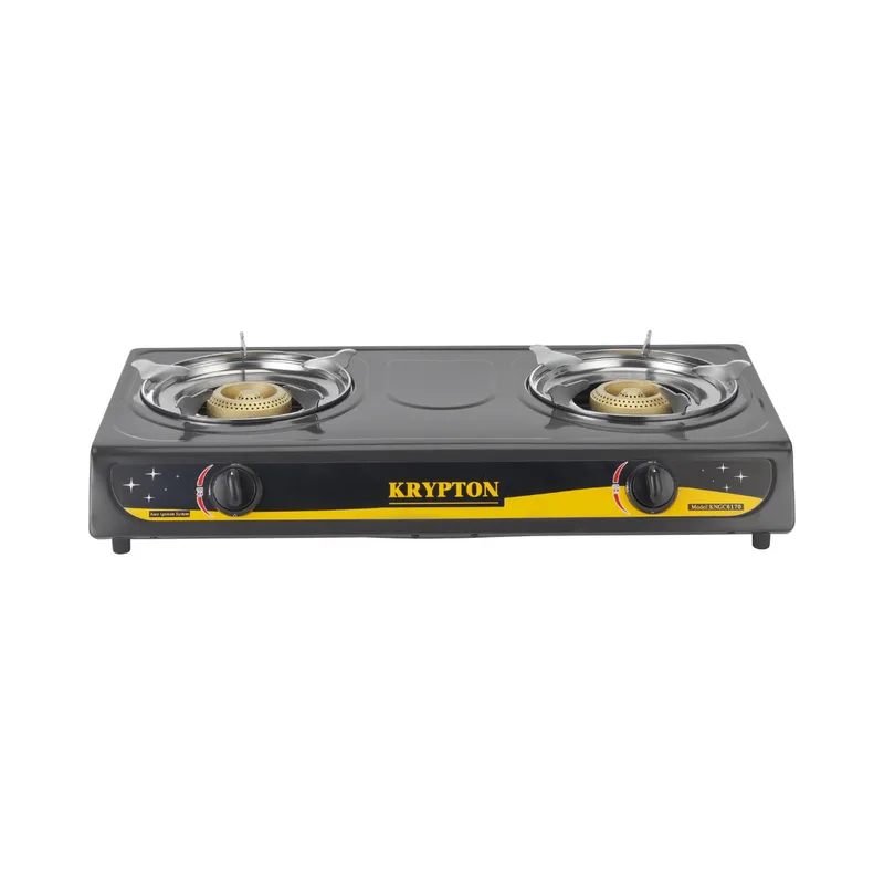 Krypton Stainless Steel Double Burner Gas Cooker Black Finish