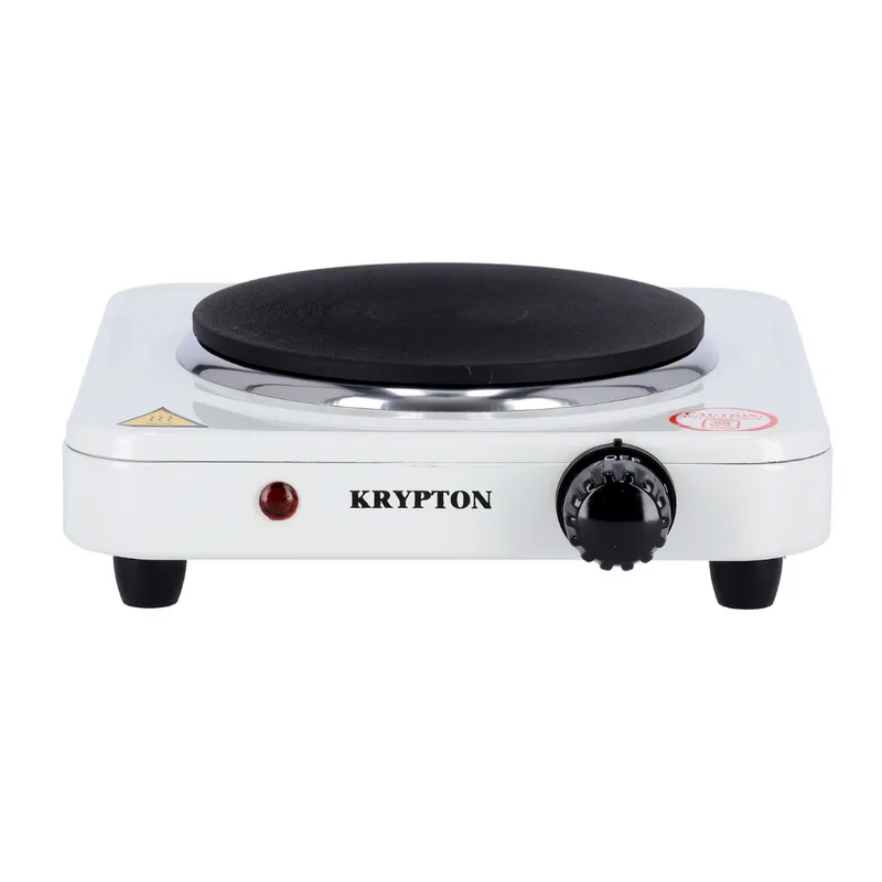 Krypton Electric Hotplate Single Solid Plate, 155mm, 1000W, White Finish
