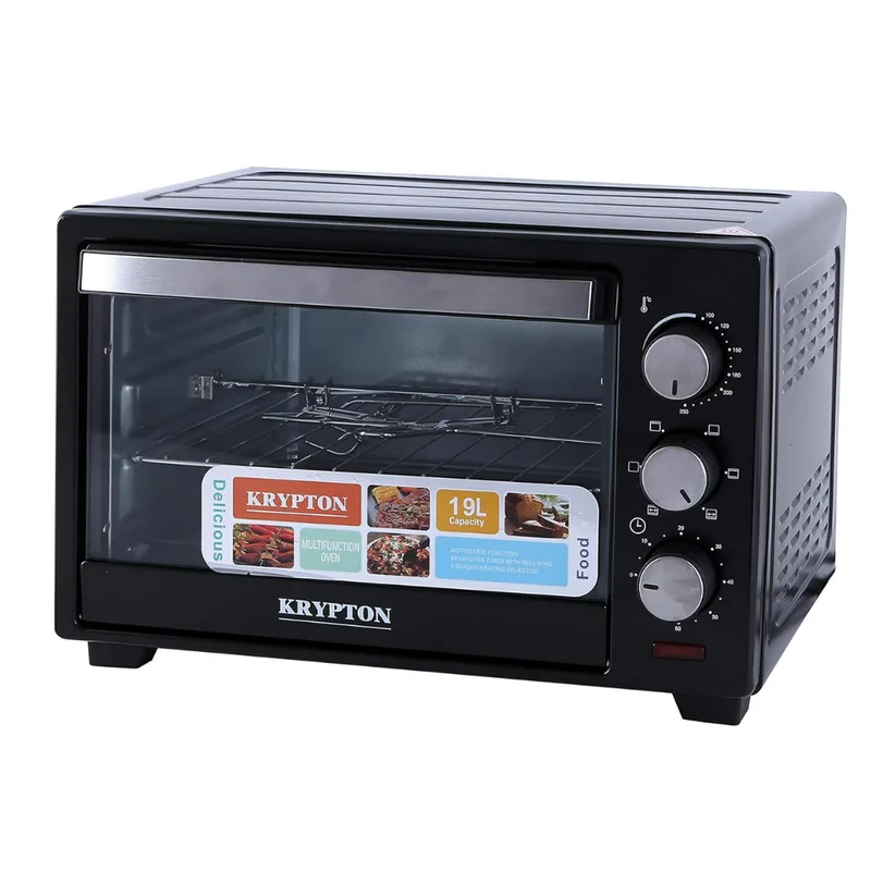 Krypton Electric Oven 19L Capacity, 1380W with Rotisserie Function, Black Finish