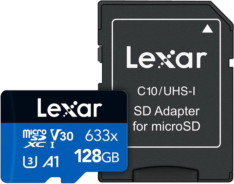 Lexar High-Performance 633x 128GB microSDXC UHS-I Card with SD Adapter, Up To 100MB/s Read, for Smartphones, Tablets, and Action Cameras (LSDMI128BBNL