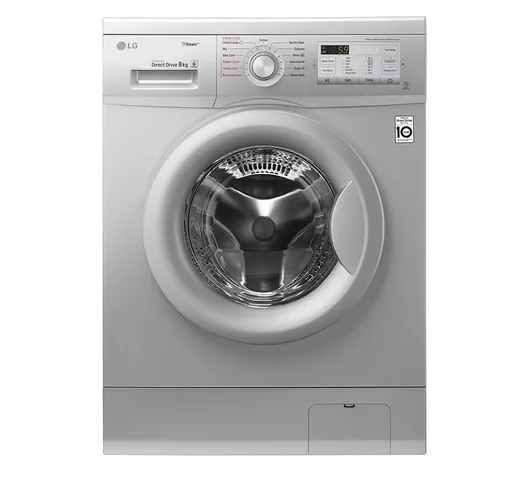 LG Front Load Washing Machine, 8KG, DD, Steam – Silver