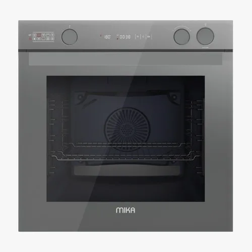 MIKA Built In Oven 60cm 81L Steam Art & Fry Art (Air Frier) Convection (Turbo) Fan Oven, 10 Functions, Digital Control, with Grill & Rotisserie, Grey