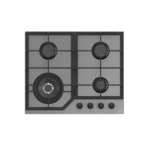 MIKA Built-In Gas Hob 60cm 4 Gas with WOK Aluminium SABAF Burner, Grey Glass MGH62405FGGW