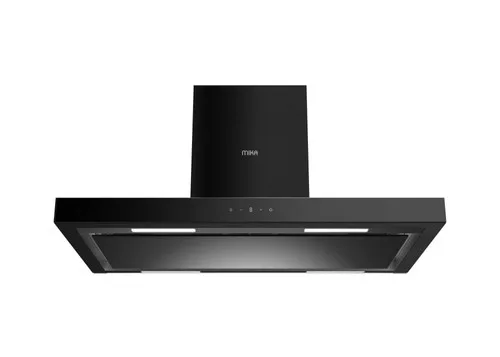 MIKA Kitchen Island Hood T-Type, 90cm, 800 m³/h, Touch Control, Black Glass MHI9104TGB