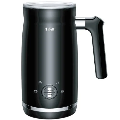MIKA MMF1002BS Milk Frother & Warmer, 360° Cordless, Black with SS Trim