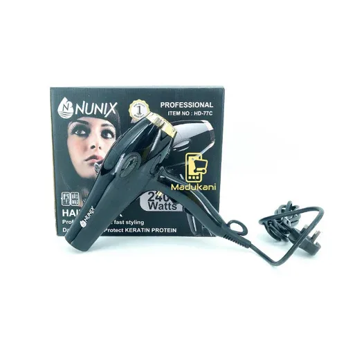 Nunix Professional Hair Blow Dryer HD-77C 2400W – 3-mode temperature button：Cold wind / warm wind / hot wind
