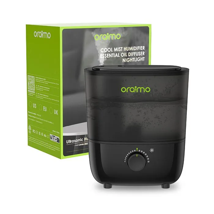 oraimo Humidifiers Top Fill 26dB Quiet Essential Oil Diffuser with Nightlight BPA-Free 2.5L Capacity Humidifier