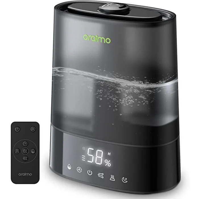 Oraimo Humidifiers Top Fill 6L Capacity 28dB Quiet LED screen Touch/Remote Control Warm and Cool Mist Humidifier