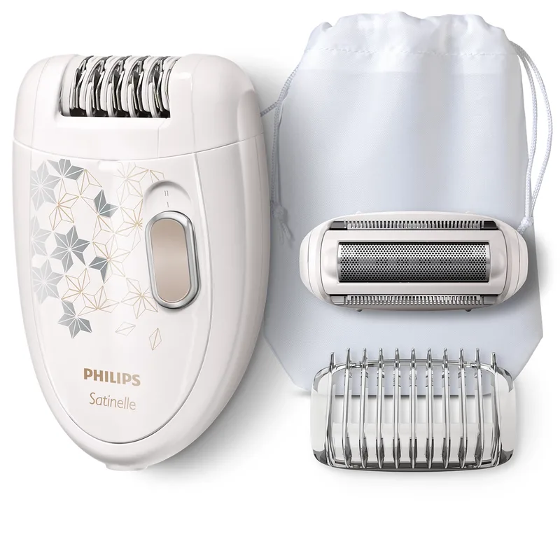 Philips Satinelle Epilator - Removes Hair from the Root as Short as 0.5mm, Washable Head, 2 Speed Settings
