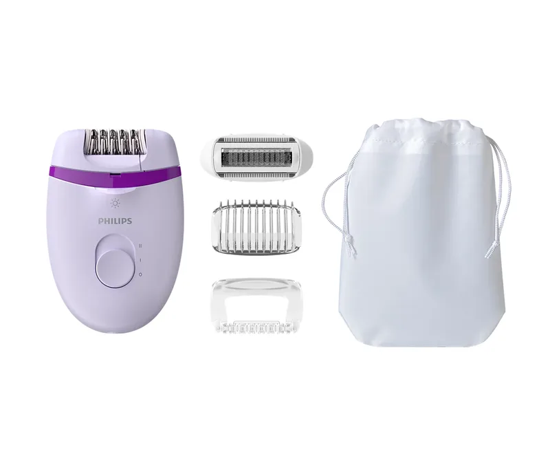 Philips Satinelle Epilator with Opti-Light & 4 Accessories - Removes Hair from the Root as Short as 0.5mm, Washable Head