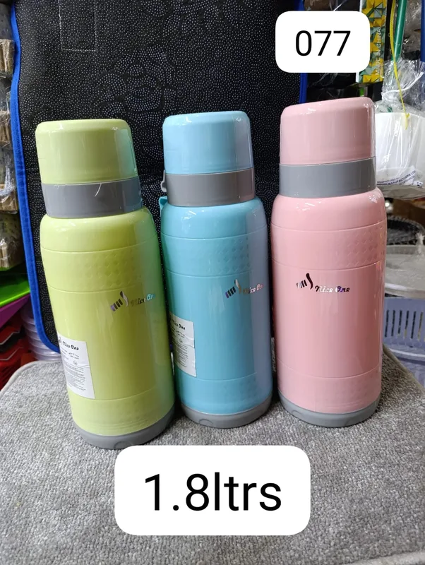 Plastic bodied thermos