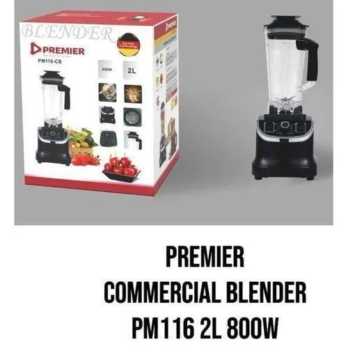 Premier PM116 2L 800W Commercial Blender – Powerful Motor, Durable Stainless Steel Blades, Multiple Speed Settings, Easy-to-Clean, Perfect for Home, C