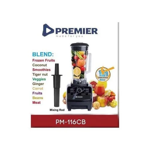 Premier PM611-CB 2400W Commercial Blender – High-Powered Motor, Durable Stainless Steel Blades, Multiple Speed Settings, Easy-to-Clean, Perfect for Re