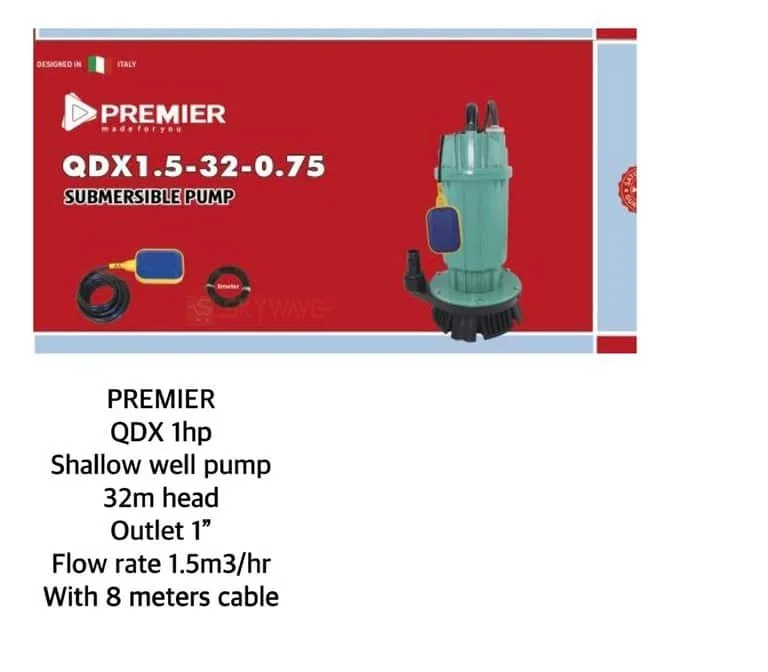 Premier Submersible 1HP Water Pump- QDX1HP