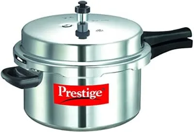 Prestige MT/186 Deluxe 7.5L Aluminium Pressure Cooker – Fast & Even Cooking, Heavy-Duty Aluminium Body, Energy Efficient, Ideal for Home & Small Comme