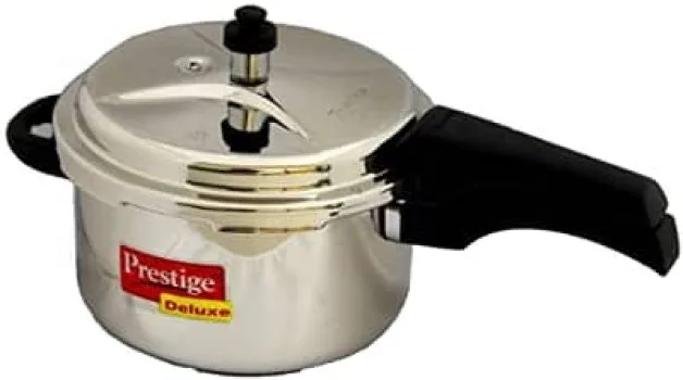 Prestige MT/188 4L Deluxe Stainless Steel Pressure Cooker – Heavy-Duty Induction Compatible Cooker with Safety Lock Lid, Fast Cooking & Durable Mirror