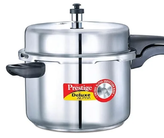 Prestige MT/296 8L Deluxe Alpha Stainless Steel Pressure Cooker – Durable Stainless Steel, Quick & Even Cooking, Ideal for Home, Office & Small Commer