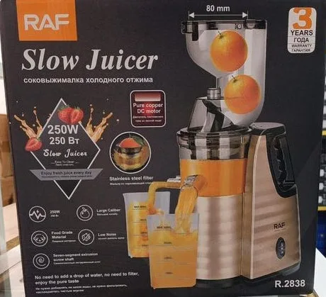 RAF R.2838 250W Pure Copper DC Motor 80mm Cold Press Slow Juicer - High-efficiency slow juicing system for maximum nutrient extraction and smooth juic