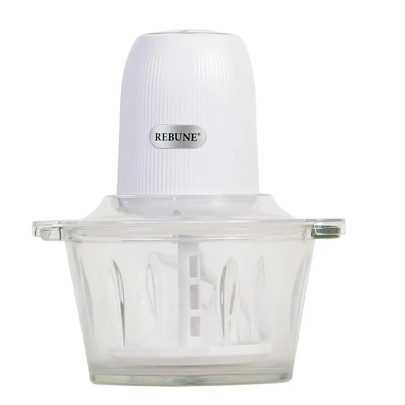 Rebune Electric Food Chopper 2L Glass and Stainless Steel Bowls 2 Speed Meat Vegetable Chopper 350W