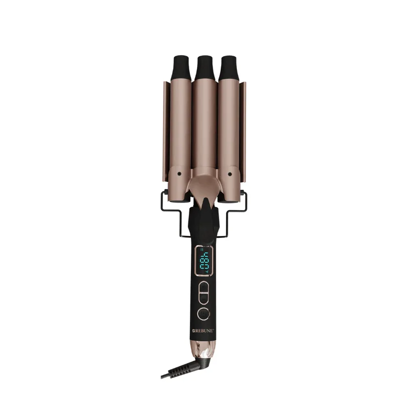 Rebune Triple Barrel Curling Iron Hair Waver with Digital Display and Negative Ion Technology
