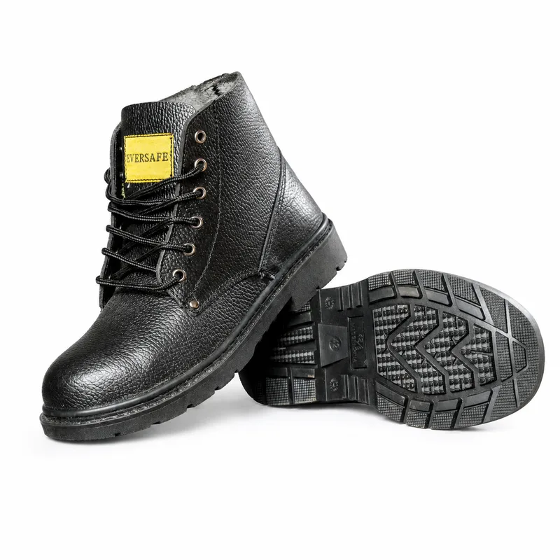 Eversafe High-Ankle Genuine Leather Steel Toe Safety Boot with Steel Midsole & Rubber Sole – Black | Buy in Kenya | Red 