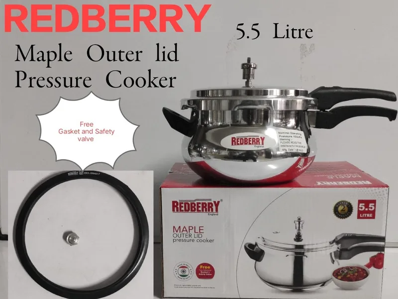 Redberry Aluminium Maple Pressure Cooker- 5.5 Ltrs