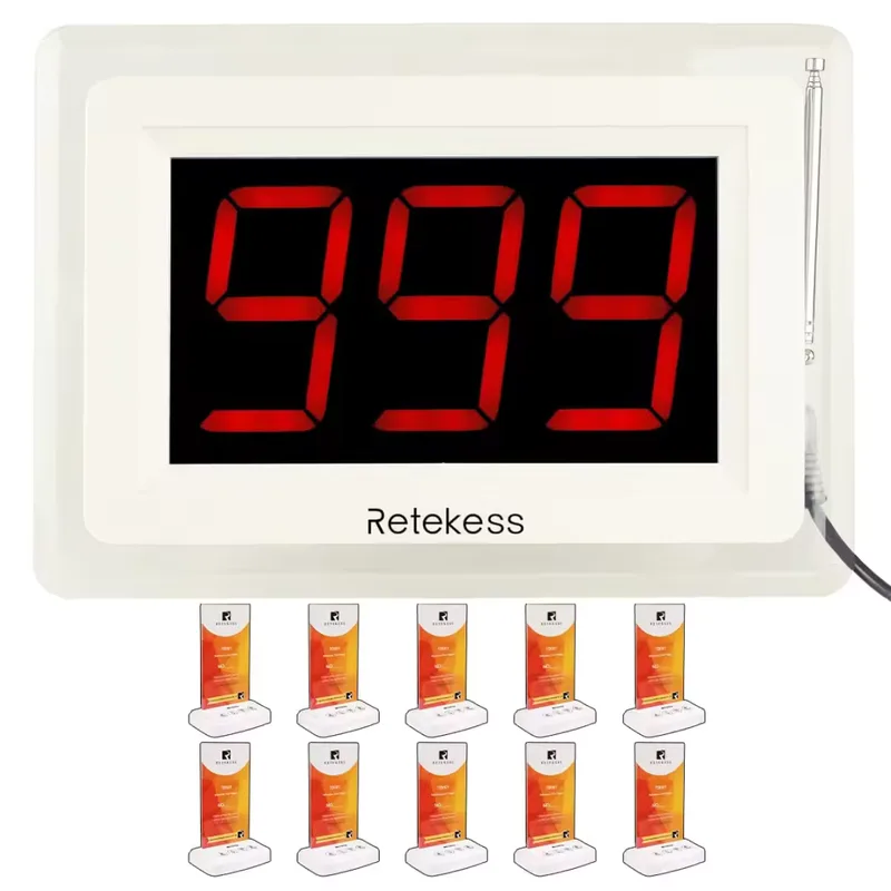 Retekess Service Call System T114 Display Receiver and TD001 Table Call Button for Restaurant, hotel, bars, cafe, food cournt