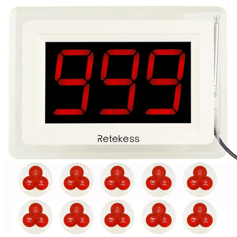 Retekess T114 Wireless Calling System Host Receiver Display Restaurant Hospital Clinic