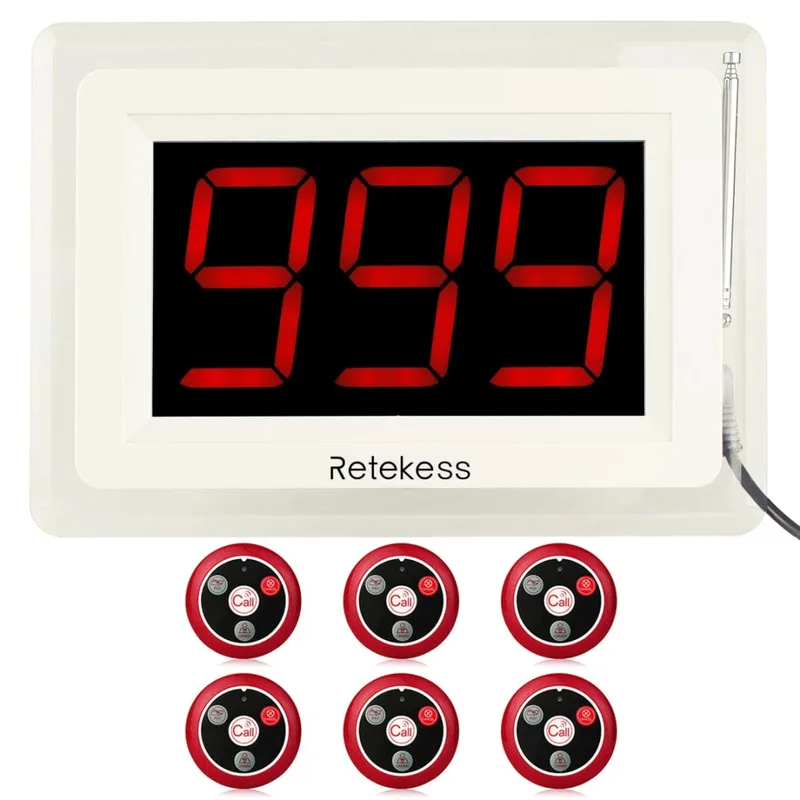 Retekess Restaurant Call System T114 Display Screen with T117 for Bars, Factories and Cafes