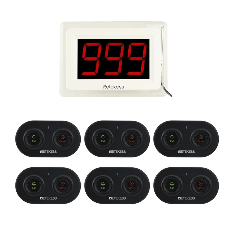 Retekess Display Receiver T114 with TD036 Callbutton Caregiver Pager System