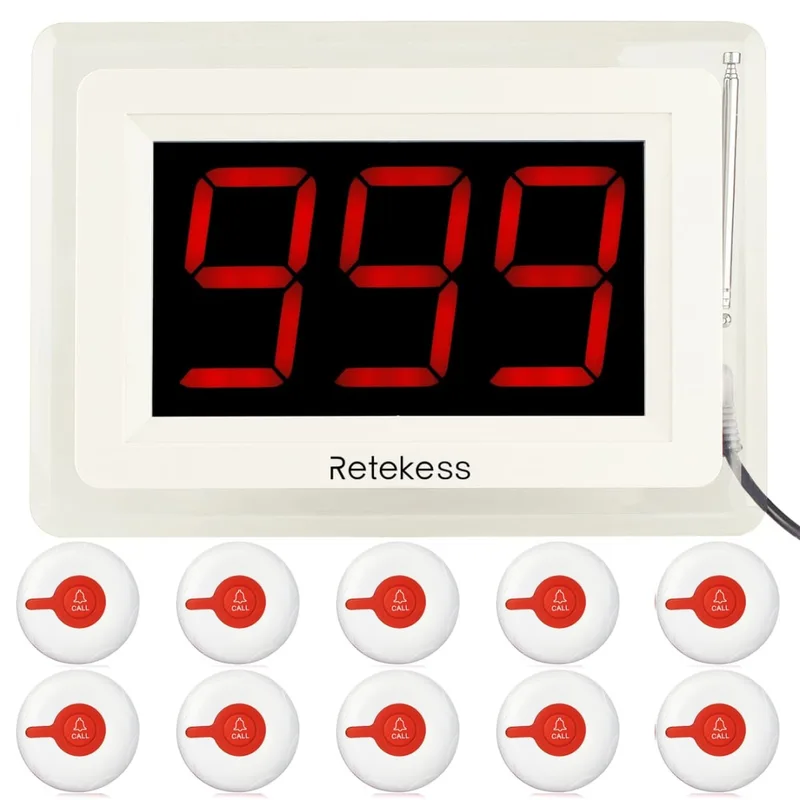 Retekess Wireless Call Button Paging System for Hospital and Nursing Home T114 Display Receiver TD009 Call Button