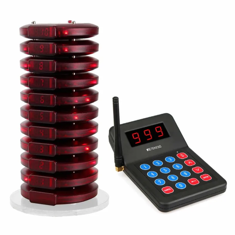 Retekess T119 Buzzer System Guest Coaster Paging System Standard Set with 10 Buzzers