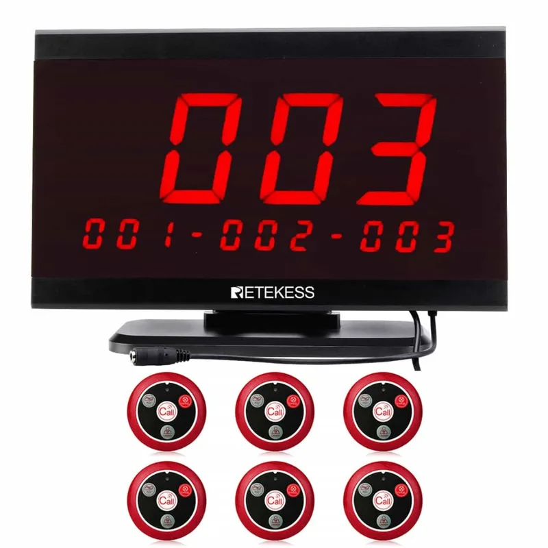 Retekess Restaurant Table Call System TD105 Display Receiver T117 Call Button for F&B, Hotels