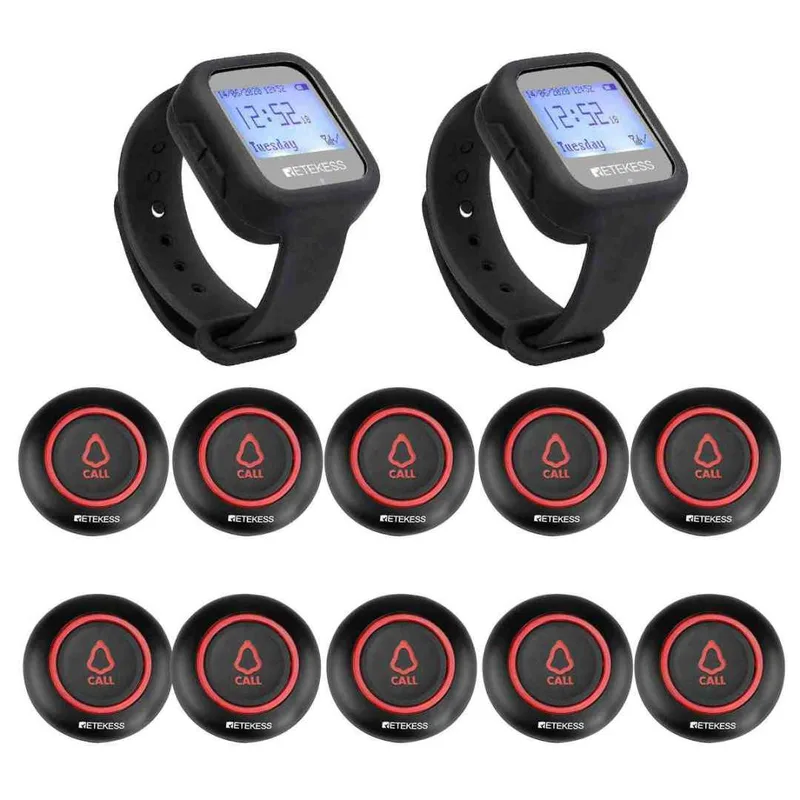 Retekess TD106 Wireless Server Paging System with TD019 Waiter Call Button for Entertaining