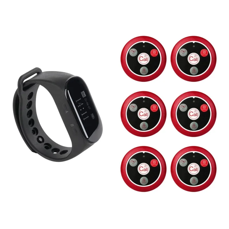 Retekess Wireless Server Call System TD112 Wrist Watch Receiver with T117 4-keys Call Buttons