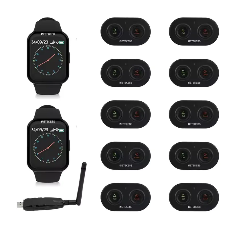 Retekess TD113 Server Paging System with TD031 USB Transmitter for Restaurant, Clubs, Hotels