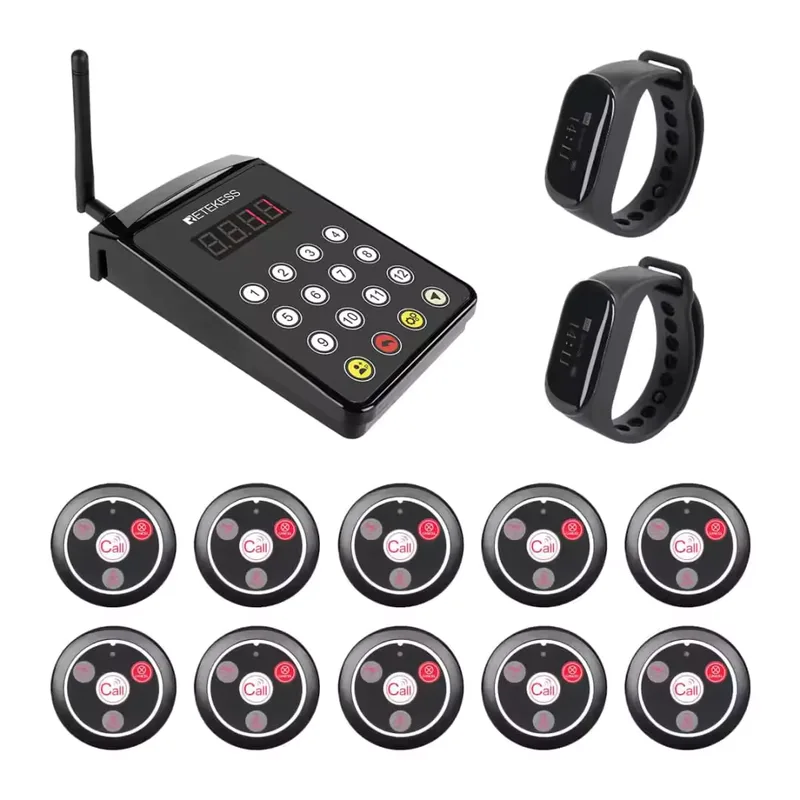 Retekess TD154 Restaurant Paging System for Servers With T117 Service Call Button for Customer Restaurant Server Paging Systems