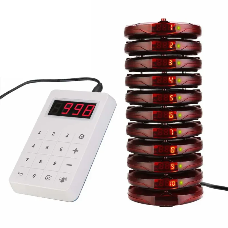 TD158 Coaster Paging System Standard Set with 10 Food Pagers
