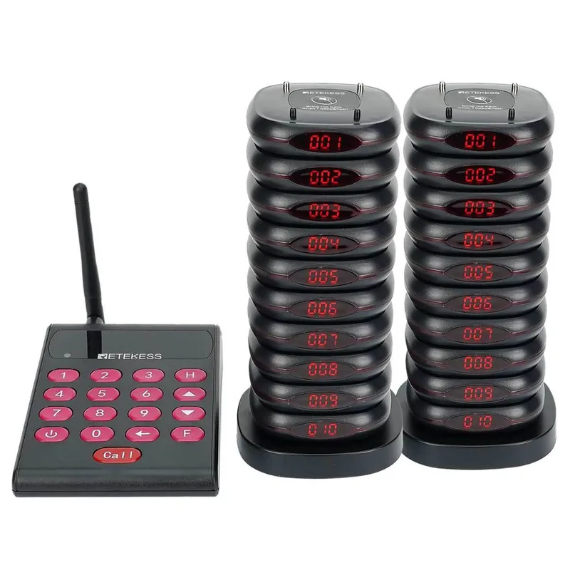 Retekess TD161 Restaurant Paging System - Black Update Version 1000M Keypad with Backup Battery