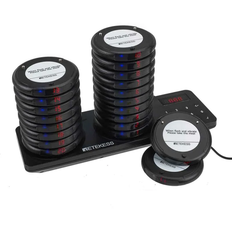 Retekess TD163 Upgraded restaurant coaster pager system Black Coaster Pager System