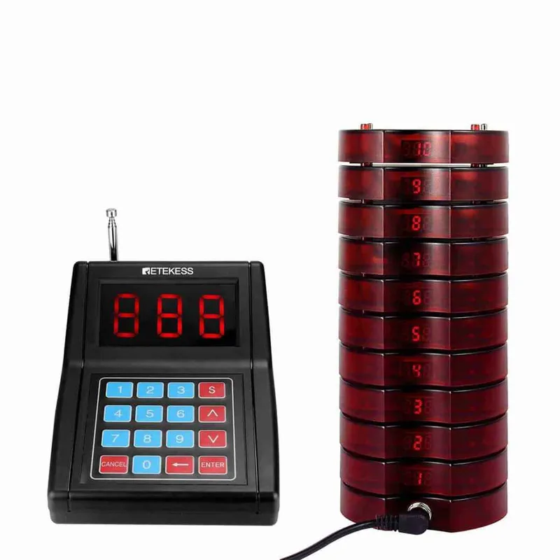 Retekess TD165 Restaurant Buzzer Beeper Stand Set with 10 Buzzer Beepers