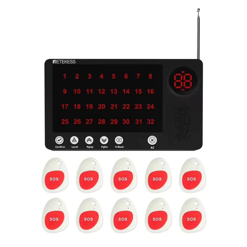 Retekess Wireless Nurse Call Systems TH108 Long Range 300/984ftm Woth SOS Alert Call Button for Hospita,Nusre,Station