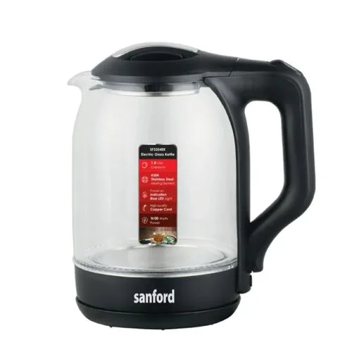 Sanford SF3354EK 1.8L 1600W Electric Glass Kettle – Fast Boiling, Durable, and Perfect for Homes