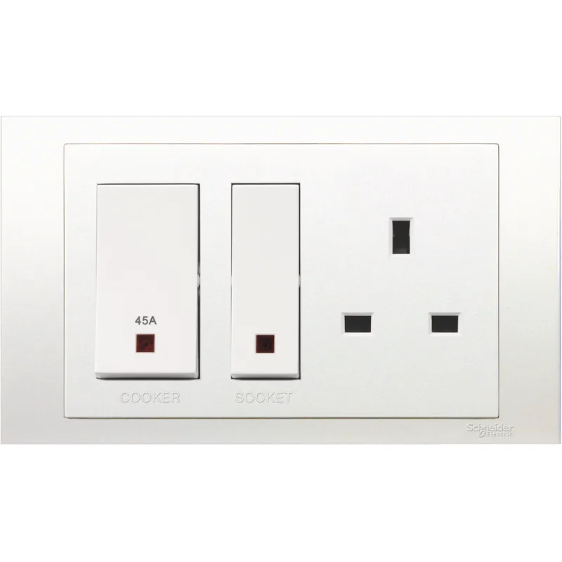 45A Cooker Control Unit Socket Vivace White (KBT15D45N) Schneider