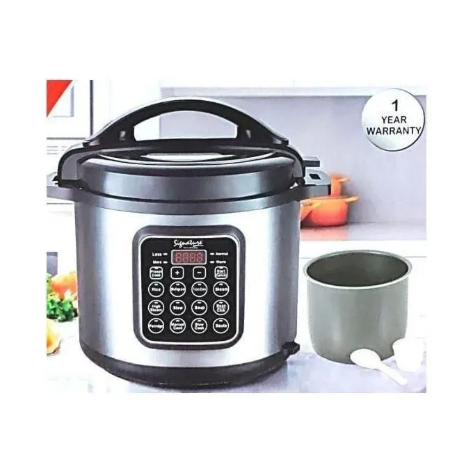 Signature Multifunctional Electric Smart Electric Pressure Cooker, 6L, 1000Watts Stainless Steel,With Inner Non-stick Pot