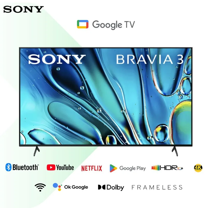 Sony 55S30 55 inch Smart Google TV Bravia 3 2024 4K Ultra HD 60Hz ALLM Frame Dimming HDR10 Dolby Vision (K-55S30)